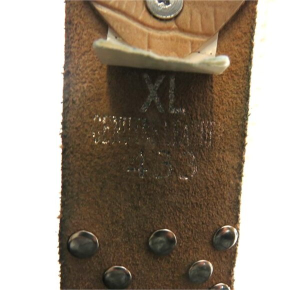 BHW NWOT Women\'s Natural Genuine Leather Western Exotic Rhinestone Belt XLarge main image 9